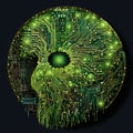 an image of a circuit board with green lights on it Royalty Free Stock Photo