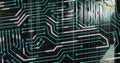 Image of circuit board over computer servers Royalty Free Stock Photo
