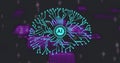 Image of circular ai scanner and motherboard brain network over processing data on black Royalty Free Stock Photo