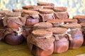 Image of clay brown honey pots