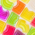 Image of close up of multiple colourful jellies background