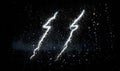 The image is a close up of two lightning bolts, one on the left Royalty Free Stock Photo
