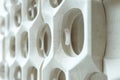 The image is a close up of a white wall with many small holes in it with Generative AI Royalty Free Stock Photo