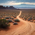 Closeup detail of stony desolate arid desert landscape with mountains made with Generative AI Royalty Free Stock Photo