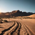Closeup detail of stony desolate arid desert landscape with mountains made with Generative AI Royalty Free Stock Photo