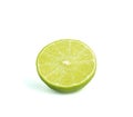 An image closeup isolated half one lime or lemon ripe slice green color sour taste for cooking or beverage is food or fruit from n Royalty Free Stock Photo