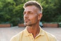 Image closeup of satisfied middle-aged man