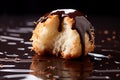 Coconut macaroon drizzled with chocolate tasty dessert background