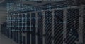 Image of coding data processing over computer server room Royalty Free Stock Photo