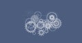 Image of cogs and data processing over grey background Royalty Free Stock Photo