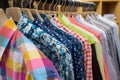 colored men shirts hanging in store Royalty Free Stock Photo