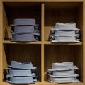 Shirts stacked on a shelf in a store Royalty Free Stock Photo
