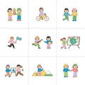 a series of nine different scenes arranged in three rows and three columns.