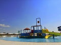 An image of a colorful children playground, sliders, aqua park, water park Royalty Free Stock Photo