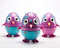 These cute Easter chick egg robots are colorful. Royalty Free Stock Photo