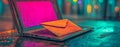 The image of a colorful envelope on a laptop keyboard with a blurred background signifies digital communication Royalty Free Stock Photo