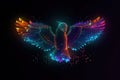 Image of colorful parrot spreading wings on black background. Birds. Wildlife Animals. Illustration, Generative AI Royalty Free Stock Photo