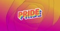 Image of colorful pride text on red background