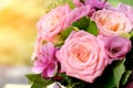 The image of colorful rose flower bouquet with blur background Royalty Free Stock Photo