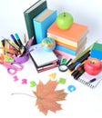 Image of colorful school supplies on white background Royalty Free Stock Photo