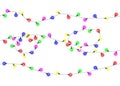 Image of colorful string lights in various shapes and patterns. Transparent background. Royalty Free Stock Photo
