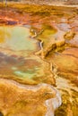 Colorful terraces up close in Yellowstone hot springs Royalty Free Stock Photo