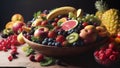 Fruit Bowl Fiesta, AI generated illustration Royalty Free Stock Photo