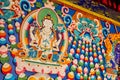 Colorful wall in Tibetan Mongolian Buddhist shrine Royalty Free Stock Photo