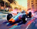 Colourful Monte Carlo Grand Prix Retro Poster.