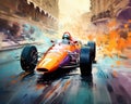 Colourful Monte Carlo Grand Prix Retro Poster.