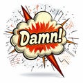 Comic Pop Art Damn Text in Colorful Explosion Design in Retro Style Illustration Royalty Free Stock Photo