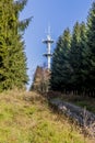 Image of an communications tower next to a path Royalty Free Stock Photo