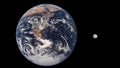 Image comparing the sizes of Pluto and Earth. Royalty Free Stock Photo