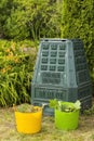 Image of compost bin in the garden Royalty Free Stock Photo