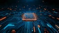 An image of a computer processor with glowing contours and lines. Royalty Free Stock Photo