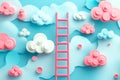 image concept of career progression and development. Abstract ladder and clouds. Royalty Free Stock Photo