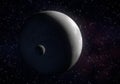 Artwork of Eris dwarf planet and your moon Dysnomia in the Kuiper belt