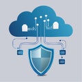 Cybersecurity Shield Protecting Cloud Computing Data Royalty Free Stock Photo