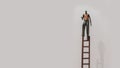 Image of confident businessman standing upstairs. Conceptual view