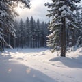 coniferous forest covered with hoarfrost background, winter landscape snow trees made with Generative AI Royalty Free Stock Photo