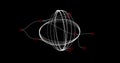 Image of connections and moving circles on black background