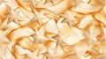The image contains numerous three-dimensional, off-white stars arranged amongst flowing, textured, gold ribbons or fabric.