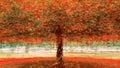 Tree in orange color in a abstract art
