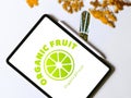 Fruits logo with written some keyword in the tab