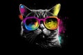 cat in sunglasses realistic with paint splatter abstract Generative AI