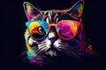 cat in sunglasses realistic with paint splatter abstract Generative AI