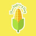 Corn flat design vector illustration. Corn yellow flat icon food natural illustration organic logo vector organic agriculture Royalty Free Stock Photo