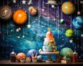 Cosmic colorfull is a vintage dream smash cake.