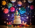 Cosmic colorfull is a vintage dream smash cake.