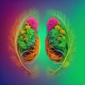 The image could depict a pair of lungs made from flowers and plants